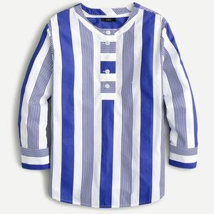 J.Crew Button-front cotton poplin tunic in stripe
